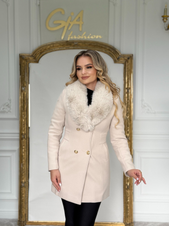 Palton cu Blana Ecologica Tiffasy Beige [2]