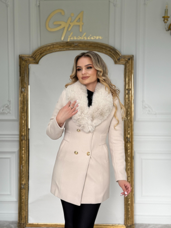 Palton cu Blana Ecologica Tiffasy Beige [4]