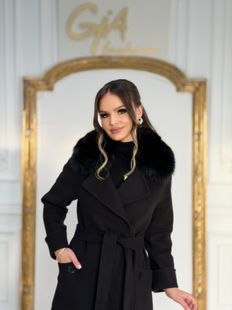 Palton cu Blana Naturala Adenella Black [1]