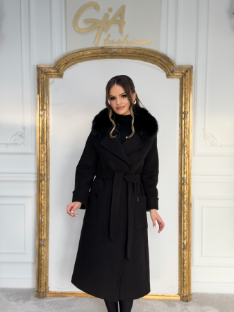 Palton cu Blana Naturala Adenella Black [7]