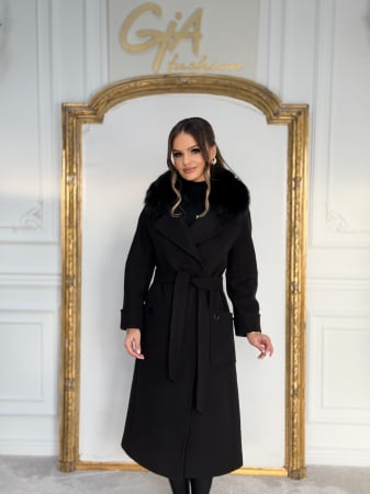 Paltoane - Palton cu Blana Naturala Adenella Black