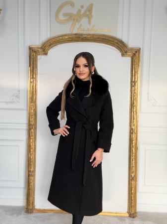 Palton cu Blana Naturala Adenella Black [5]