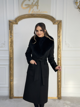 Palton cu Blana Naturala Emella Black [2]