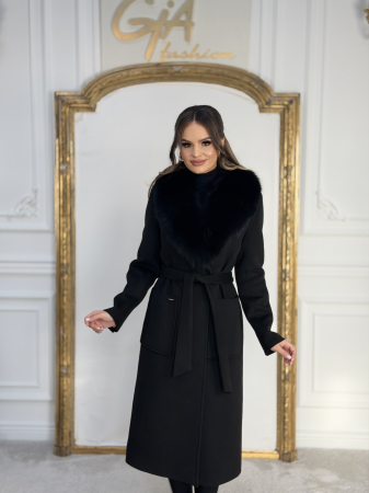 Palton cu Blana Naturala Emella Black [5]