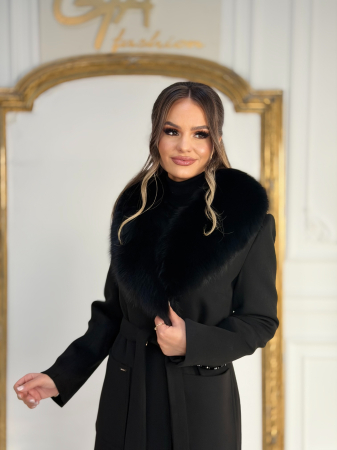Palton cu Blana Naturala Emella Black [3]