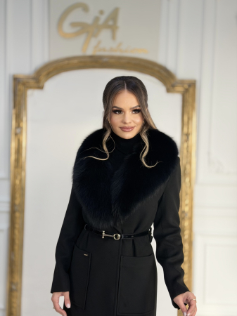 Palton cu Blana Naturala Emella Black [1]