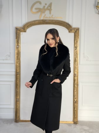 Palton cu Blana Naturala Emella Black [6]