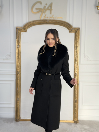 Palton cu Blana Naturala Emella Black [7]