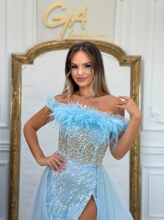 Rochie Ademia Babyblue cu Trena Detașabilă [1]