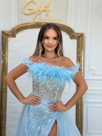 Rochie Ademia Babyblue cu Trena Detașabilă [4]