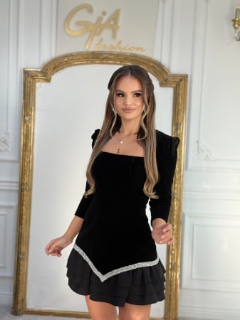 Rochie Adivinia Catifea Black [3]