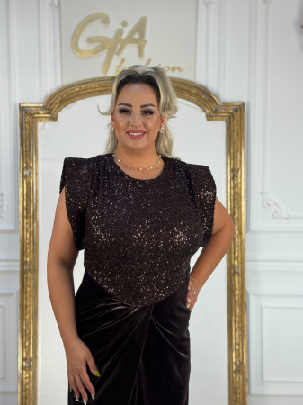 Rochie Catifea Dazellea Brown [9]