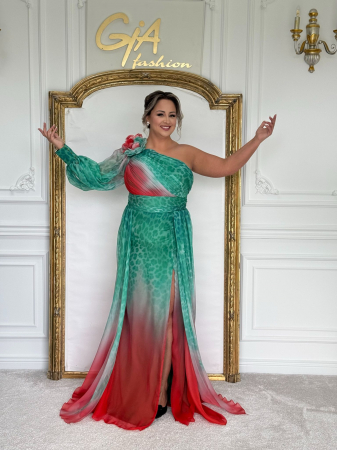 Rochie Celannia GREEN RED [8]