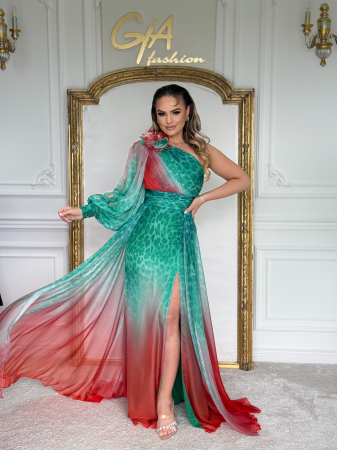 Rochie Celannia GREEN RED [2]