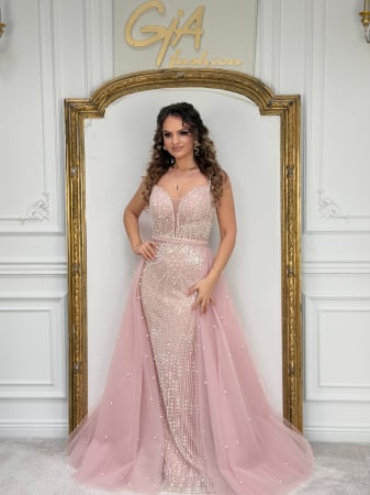 Rochii de seara - Rochie cu Trena Detasabila Zevia Pink