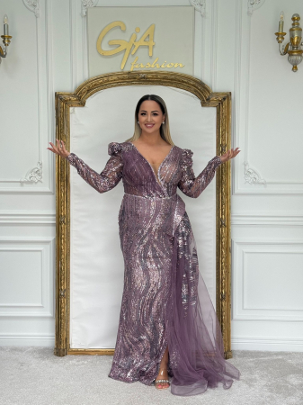 Rochii elegante - Rochie Dellassy SILVER PURPLE