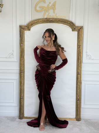 Rochii - Rochie Diffana Bordo Catifea