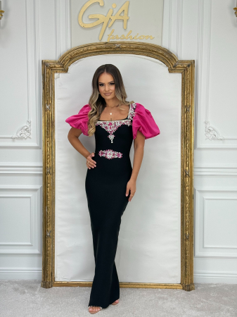 Rochii elegante - Rochie Perissia black and pink