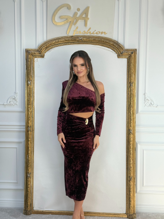 Rochie Rarella Catifea Bordo [5]