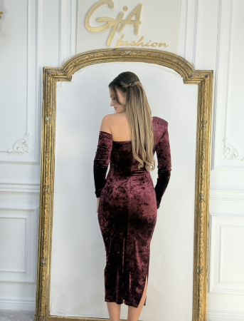 Rochie Rarella Catifea Bordo [4]