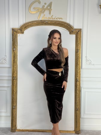 Rochii - Rochie Rarella Catifea Brown