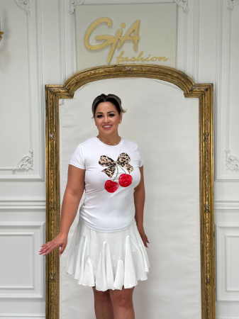 Tricouri - Tricou Cherry White