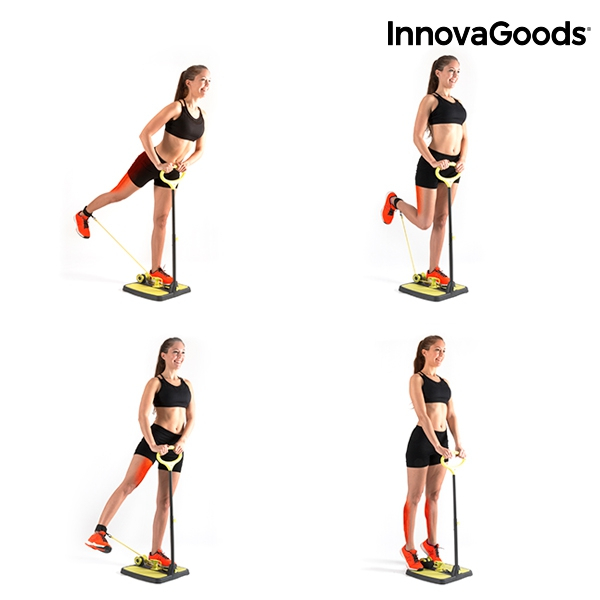 Aparat de fitness pentru muschii fesieri si picioare cu ghid de exercitii InnovaGoods Sport Fitness, Negru/Galben [3]