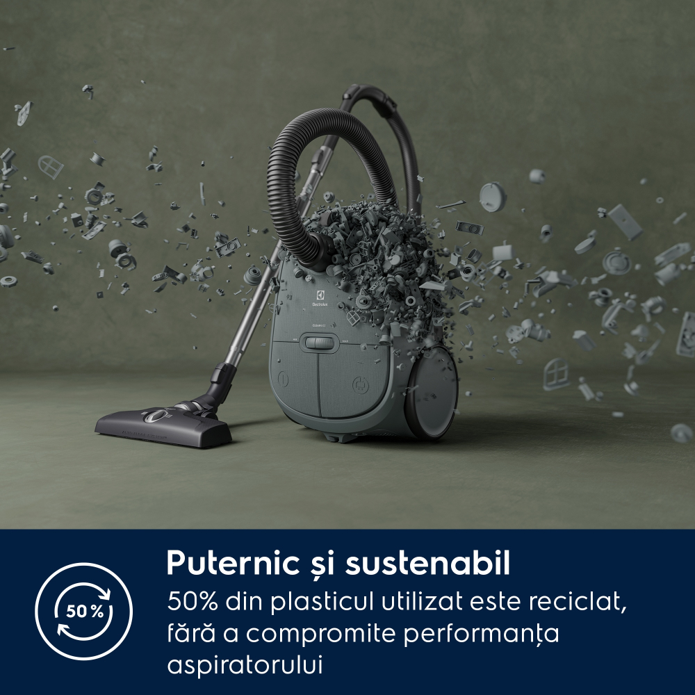 Aspirator cu sac Electrolux Clean 600 EB61C1OG verde ocean, perie DustMagnet Silent, filtru HEPA, sac 3.5L [6]