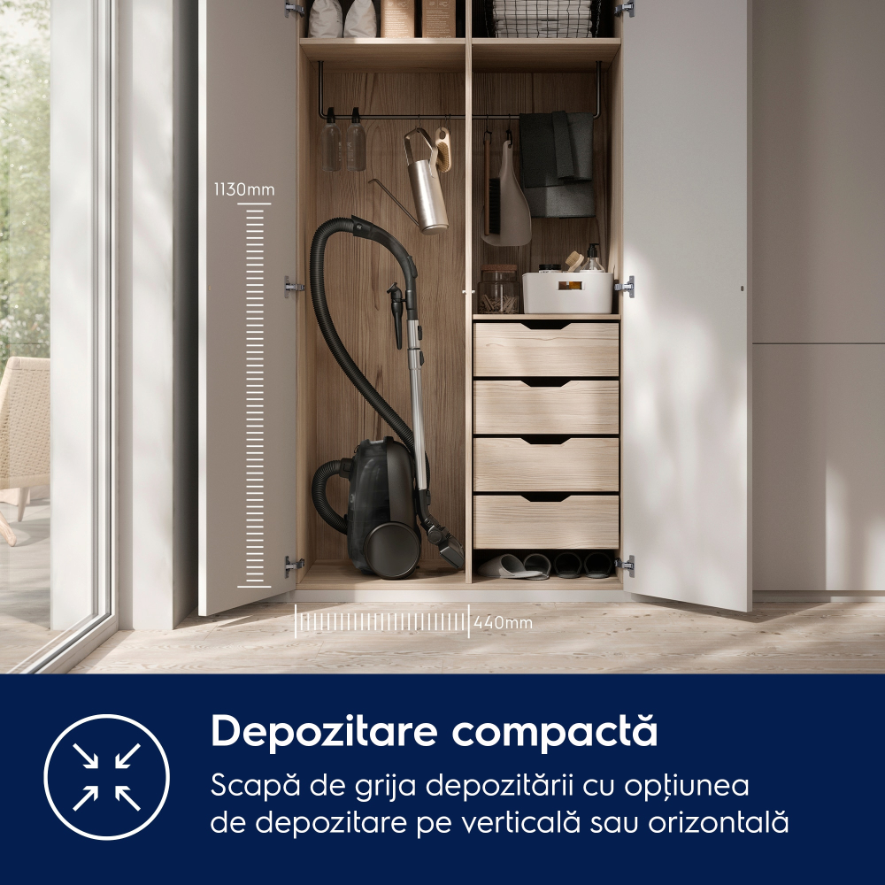 Aspirator cu sac Electrolux Clean 600 EB61C1OG verde ocean, perie DustMagnet Silent, filtru HEPA, sac 3.5L [4]