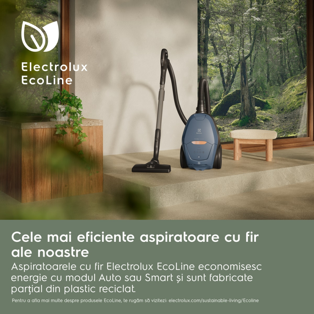 Aspirator cu sac Electrolux Pure D8 PD82-4MB albastru pastel, SmartMode, PureSound 57 dB, filtru HEPA, sac 3.5L [3]