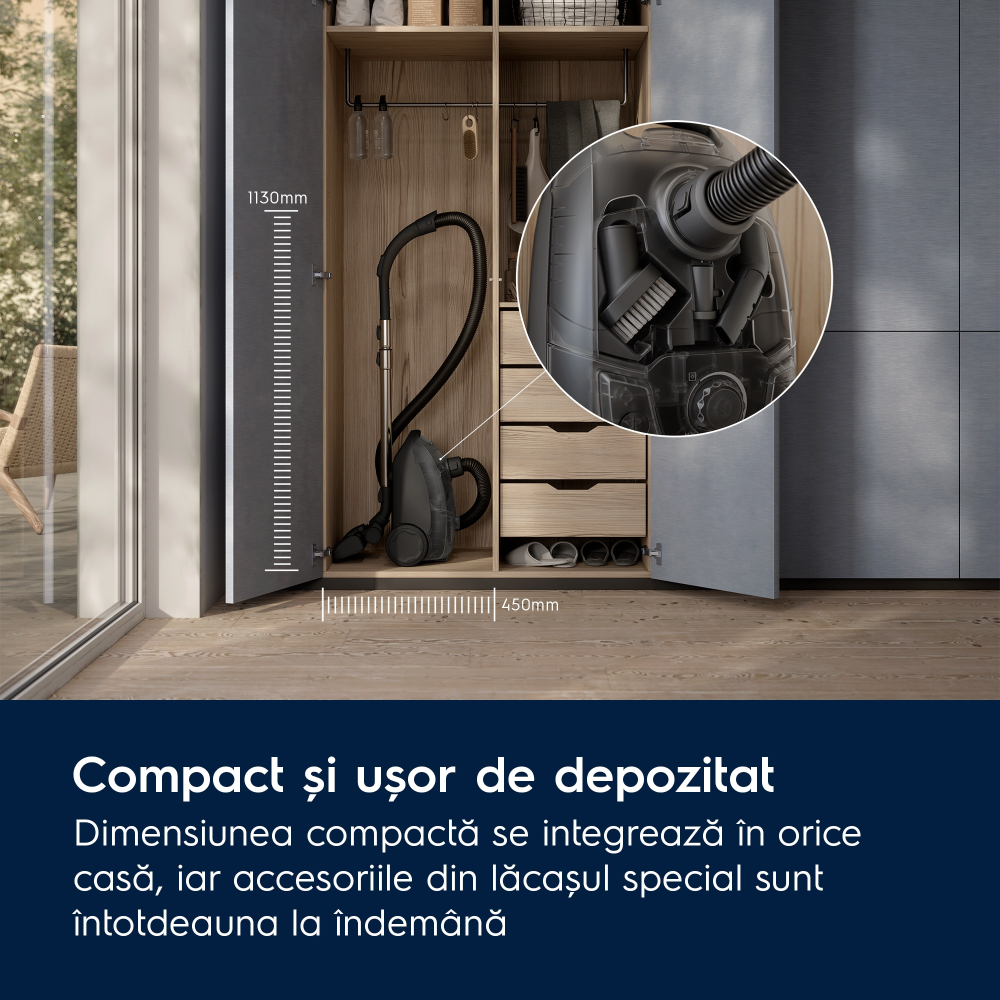 Aspirator cu sac Electrolux Seria 500 EB51A4OG verde ocean, perie AllFloor, filtru HEPA, sac 3L [6]