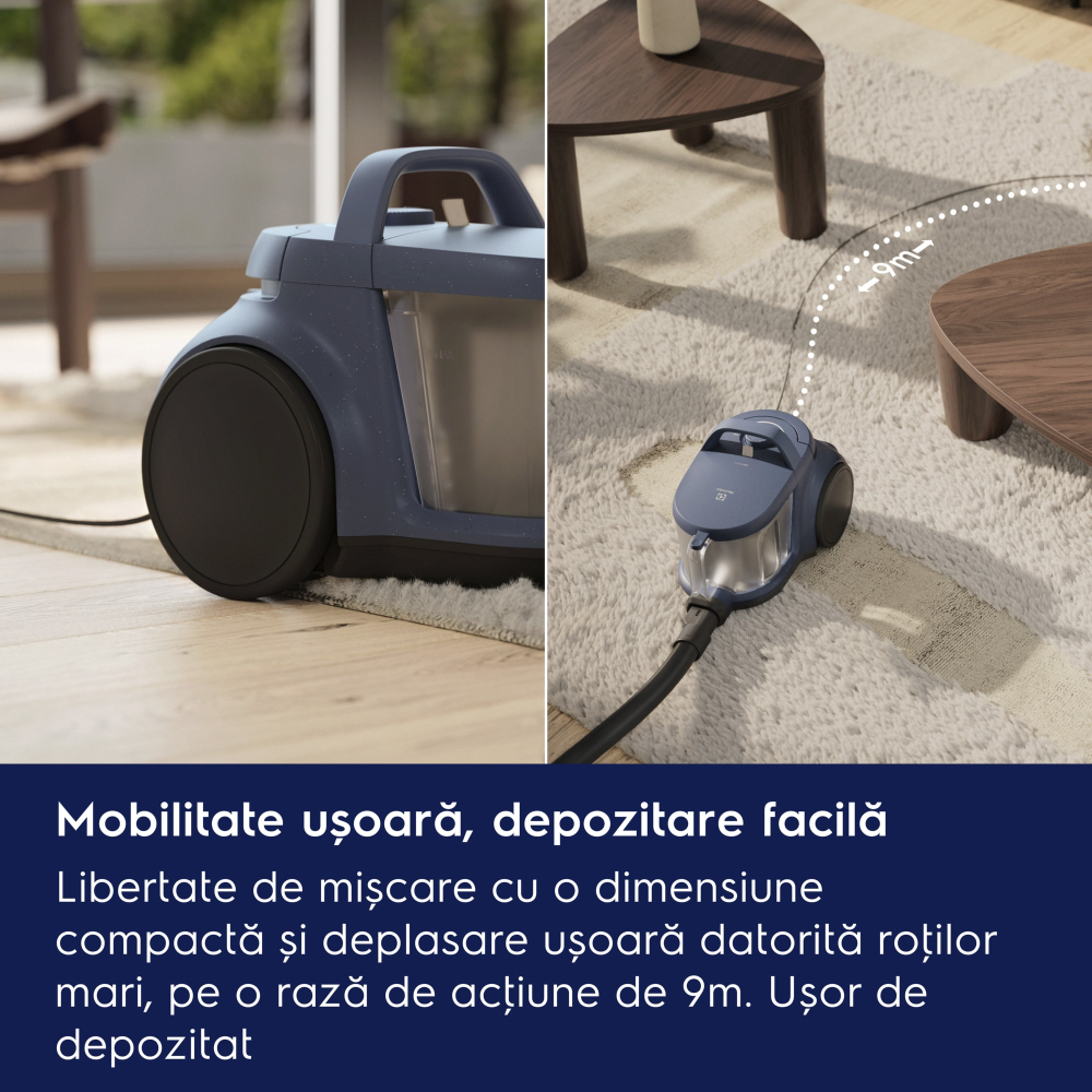 Aspirator fara sac Electrolux Seria 500 EL51C1LDB Albastru Denim cu filtru HEPA si perie AllFloor [2]