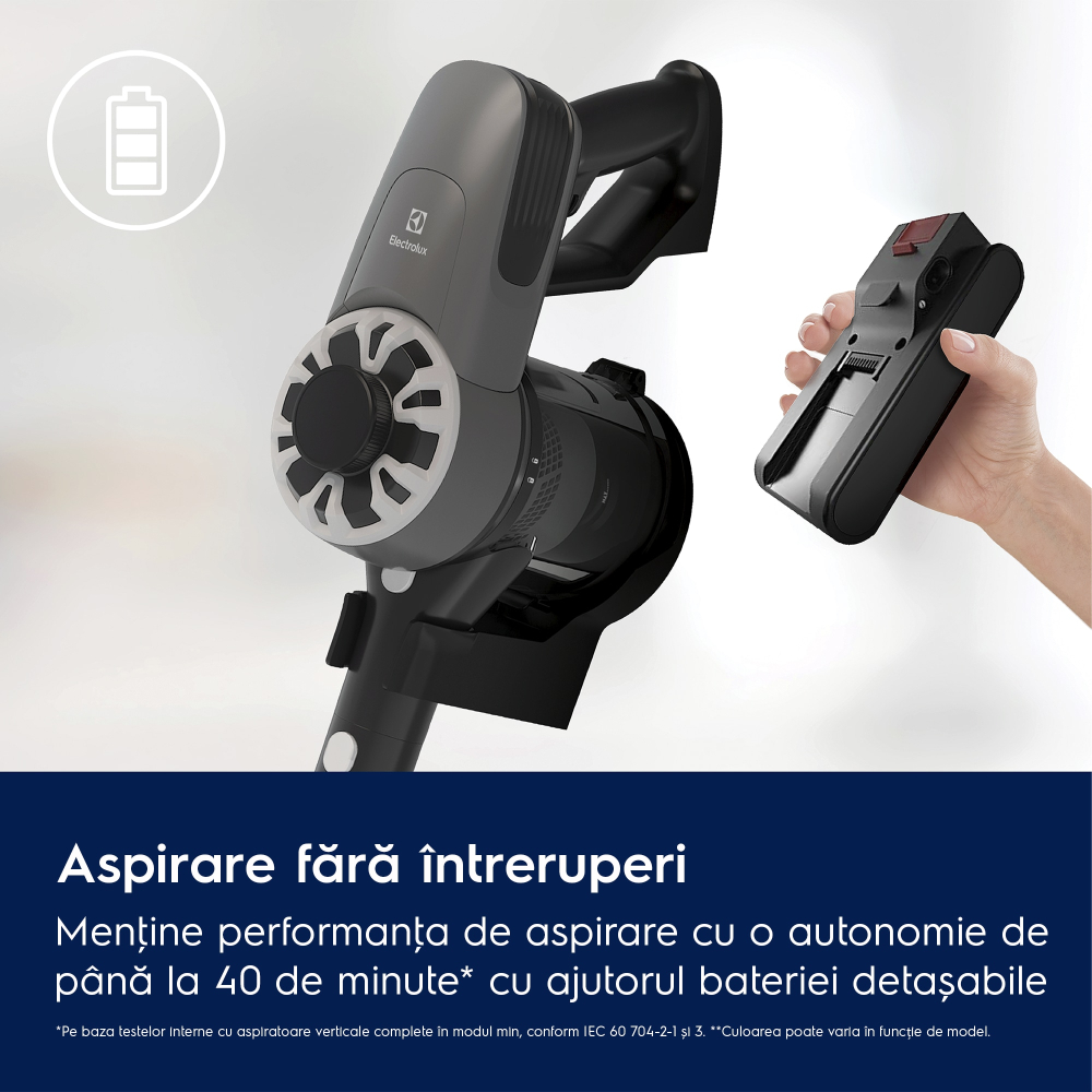 Aspirator vertical cu acumulator Electrolux Seria 300 EP31CB21TG gri, 21.6V, 40 min autonomie, 2,18 kg [3]