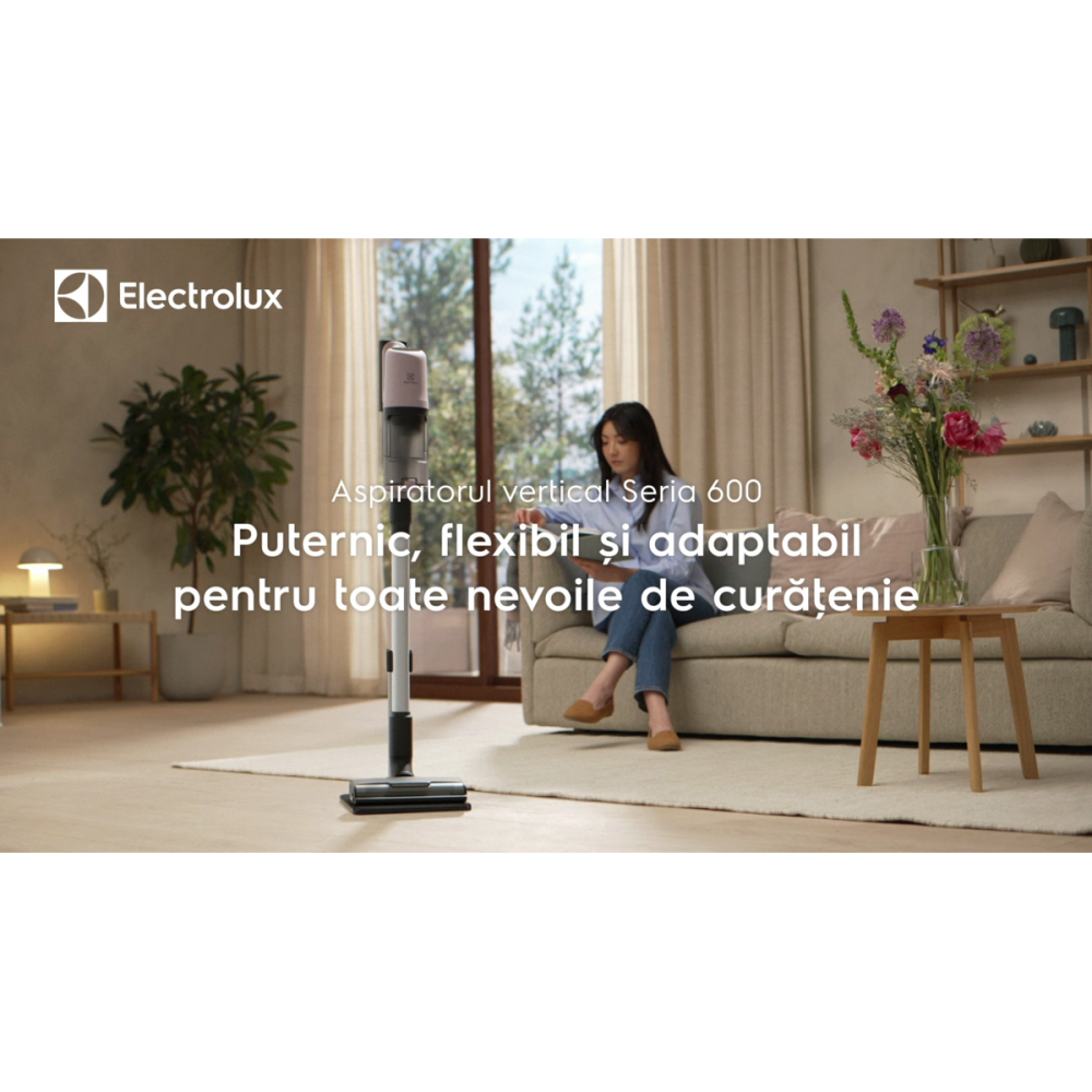 Aspirator vertical cu acumulator Electrolux Seria 600 EP61CB21WP roz, 21.6V, 40 min autonomie, perie PowerPro LED [25]