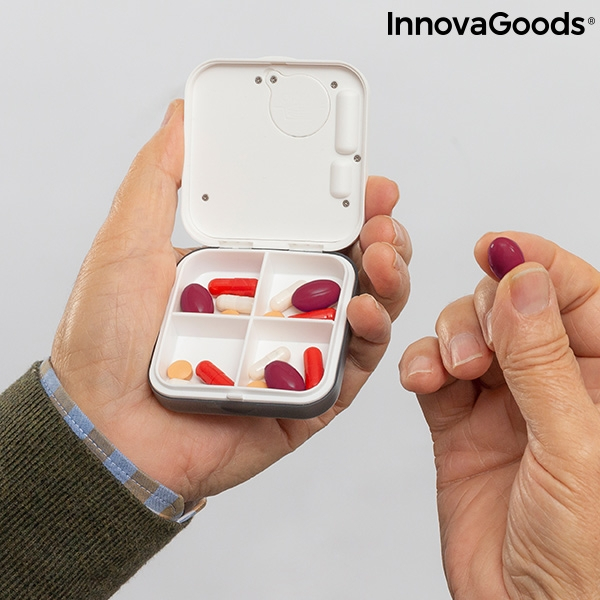 Cutie digitala 3 in 1 pentru medicamente Innova Goods, Ceas, Cronometru, Programabila, Alarma cu vibratie si sunet, max 5 alarme/ zi , Alb [6]