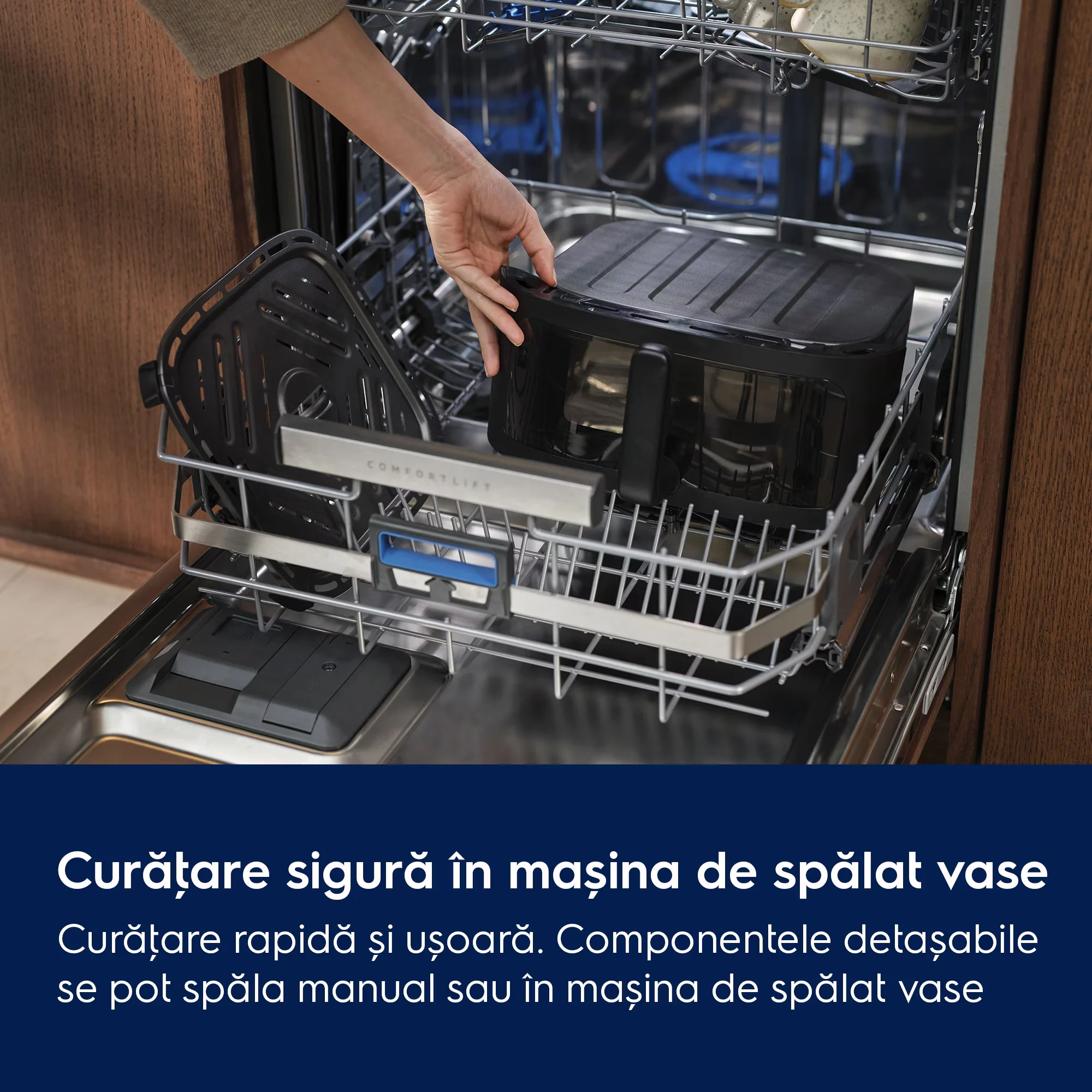 Friteuza cu aer cald Electrolux EAFD11B Seria 800 Dual, 11 L, 2700 W, neagra, cu doua cosuri verticale [15]