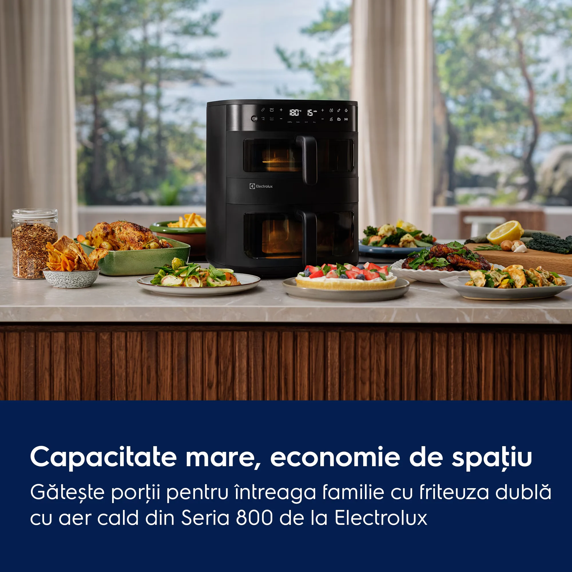 Friteuza cu aer cald Electrolux EAFD11B Seria 800 Dual, 11 L, 2700 W, neagra, cu doua cosuri verticale [13]
