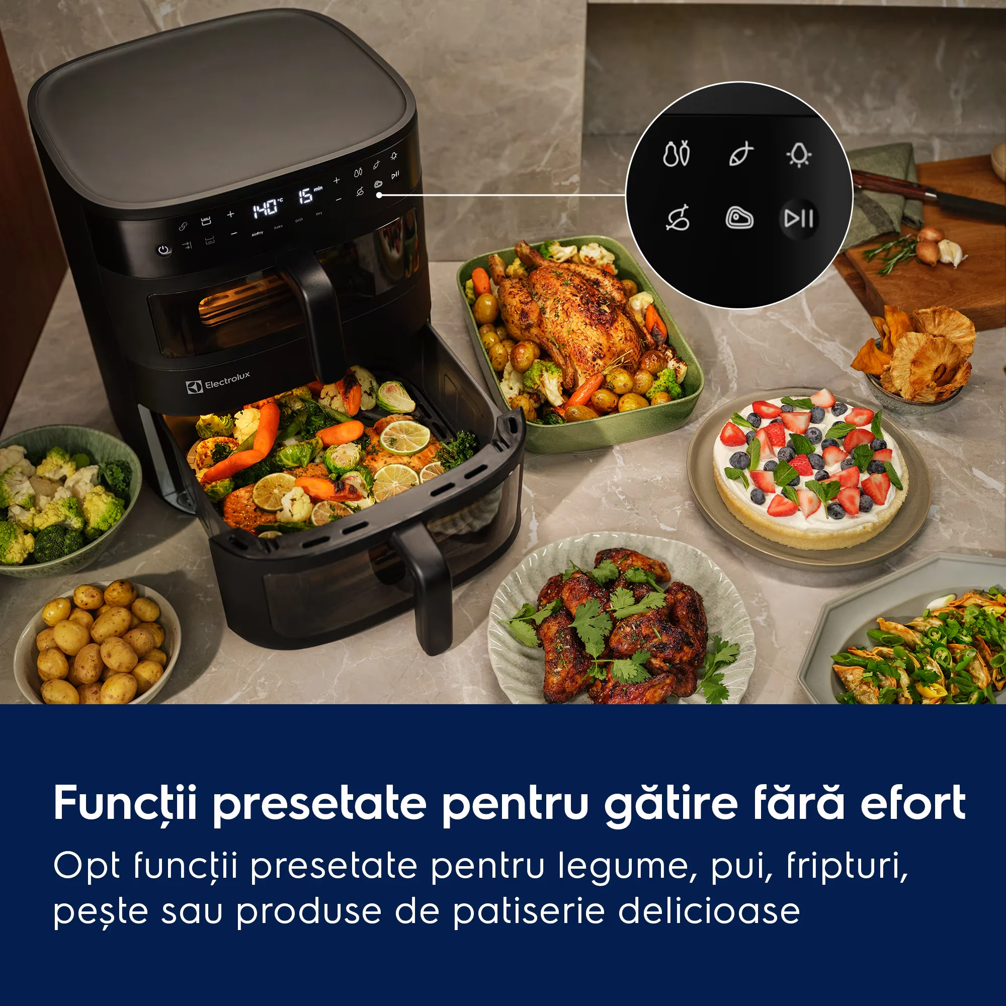 Friteuza cu aer cald Electrolux EAFD11B Seria 800 Dual, 11 L, 2700 W, neagra, cu doua cosuri verticale [16]