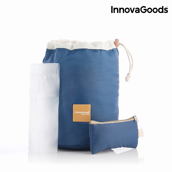 Geanta pentru cosmetice cu sac pentru pensule si gentuta independenta, InnovaGoods, poliester, albastra [6]