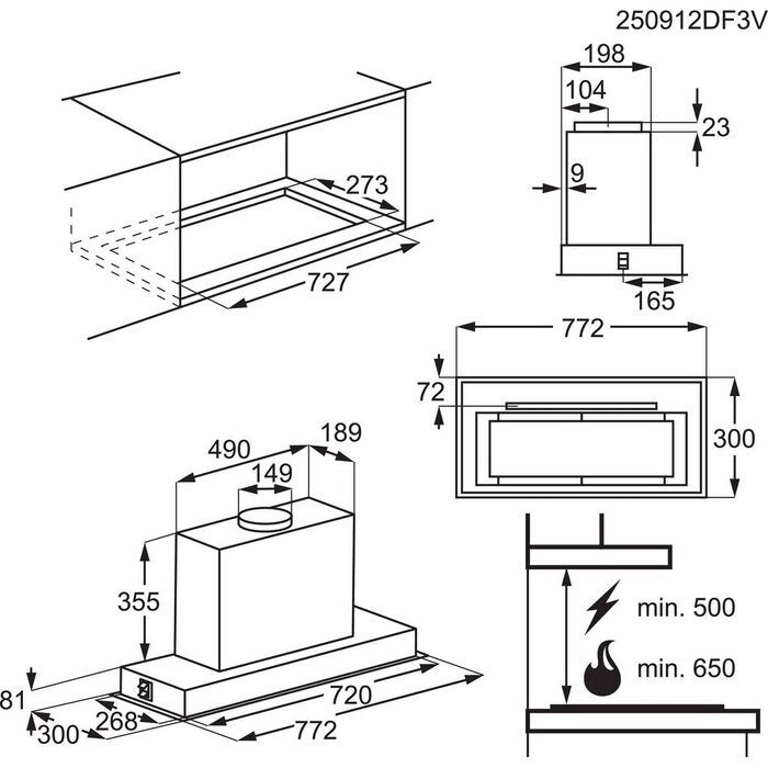 Hota incorporabila tip caseta Electrolux LFG828K 80 cm negru AutoSense Seria 900 650 m3/h [9]