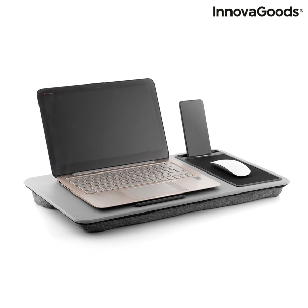 Masuta laptop Deskion XL, Portabila cu Perna, Mouse Pad si Suport Telefon Incorporate, Multifunctionala, 57,5 x 30,5 cm, Innovagoods [2]