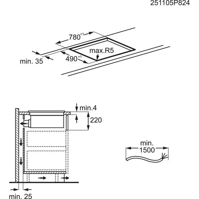Plita cu hota integrata AEG CCE84779FB ComboHob FlexiBridge 83 cm 4 zone negru [18]