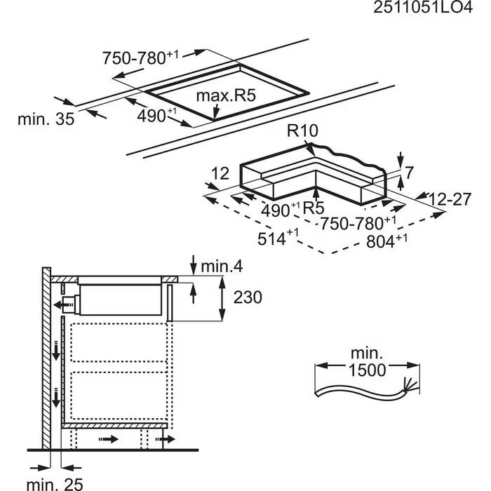 Plita incorporabila cu inductie cu hota integrata Electrolux ECC83443CZ ComboHob eXtractor SaphirMatt 80 cm negru mat [14]