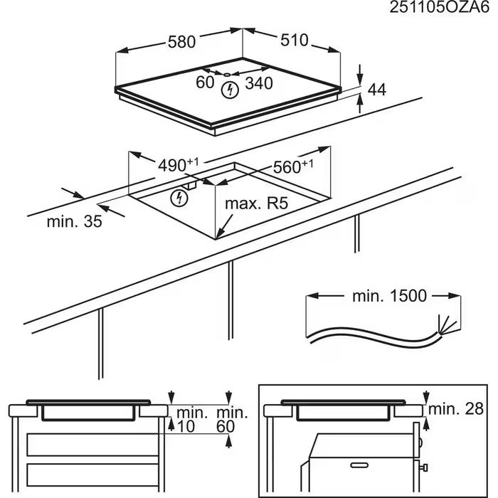 Plita incorporabila cu inductie Electrolux EIS62453IZ SaphirMatt 700 SenseBoil 60 cm Negru mat [22]