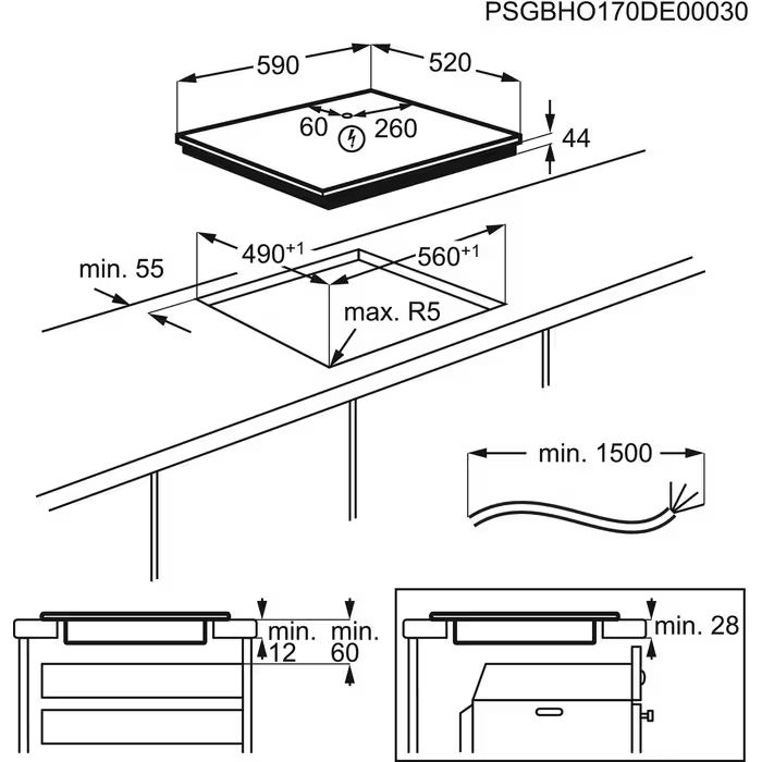 Plita incorporabila cu inductie Electrolux EIV644 Seria 600 DoubleBridge 60 cm Negru [19]