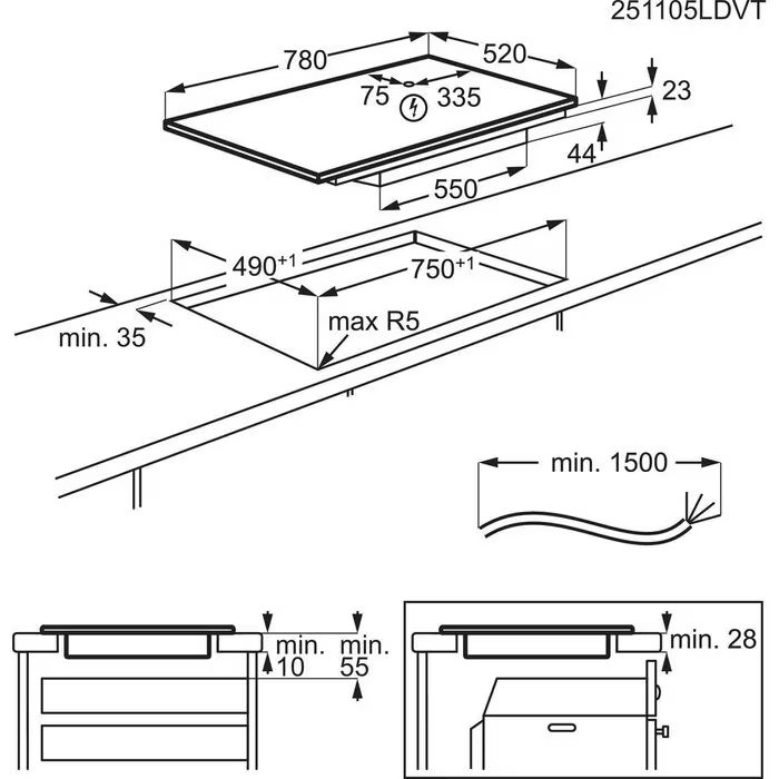 Plita incorporabila inductie Electrolux EIV83443CT SaphirMatt SE 600 80 cm negru mat [21]