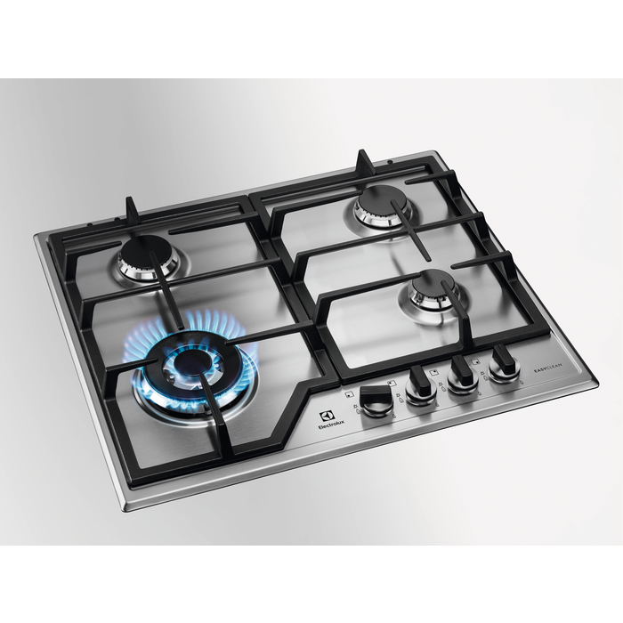 Plita incorporabila pe gaz Electrolux KGS64362XX 4 arzatoare arzator Wok gratare fonta 60 cm inox EasyClean [2]