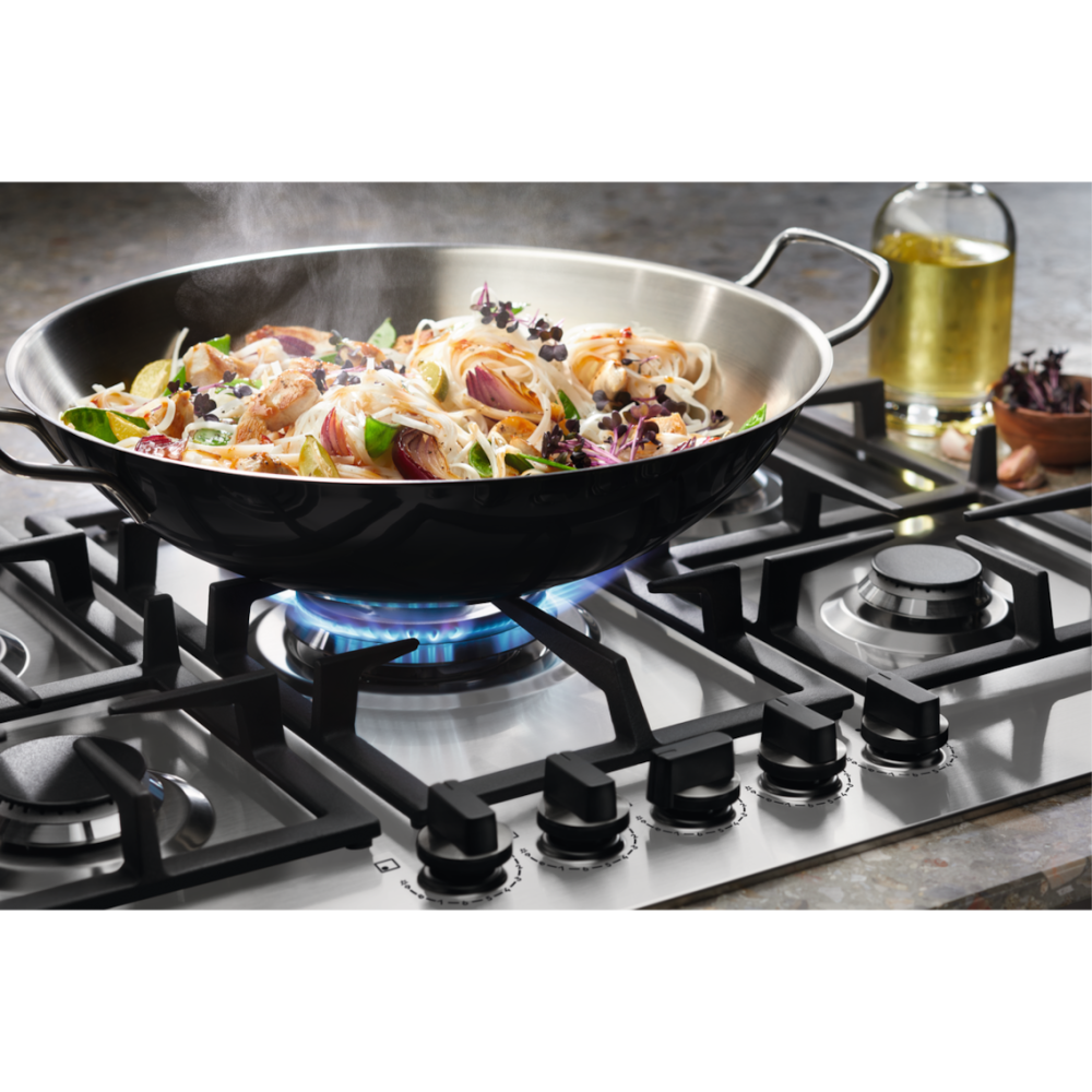 Plita incorporabila pe gaz Electrolux KGS9536RN 90 cm 5 arzatoare arzator Wok gratare fonta negru ghisa [5]
