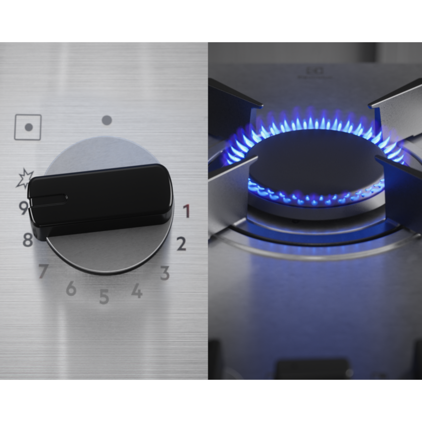 Plita incorporabila pe gaz Electrolux KGU643723Z Seria 700 Pro 4 arzatoare arzator Wok gratare fonta 60 cm inox EasyClean [3]