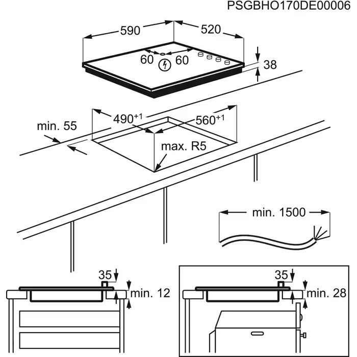 Plita vitroceramica AEG HK654070FB Seria 3000 60 cm 4 zone rama inox negru [6]